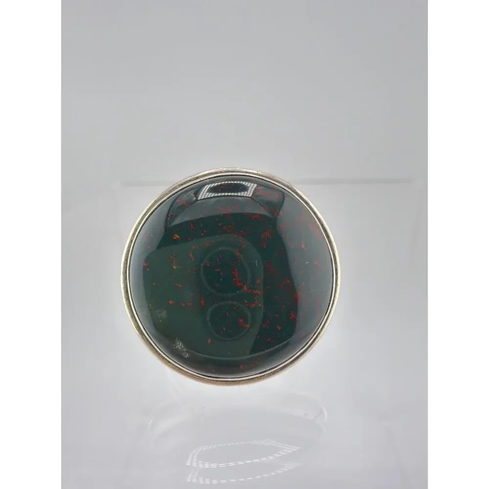 Sterling Silver Genuine Bloodstone Bezel Ring Size 9.5